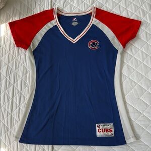 Majestic Women's Blue and Red Cubs Tee